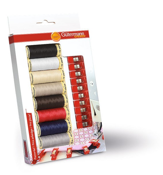 GÜTERMANN Nähfaden-Set mit 10 Stoffclips