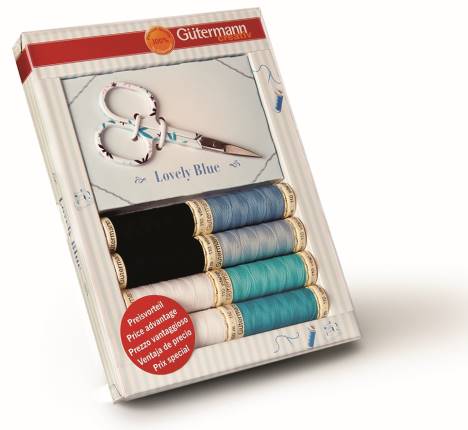 GÜTERMANN Nähfaden-Set mit Schere - blau