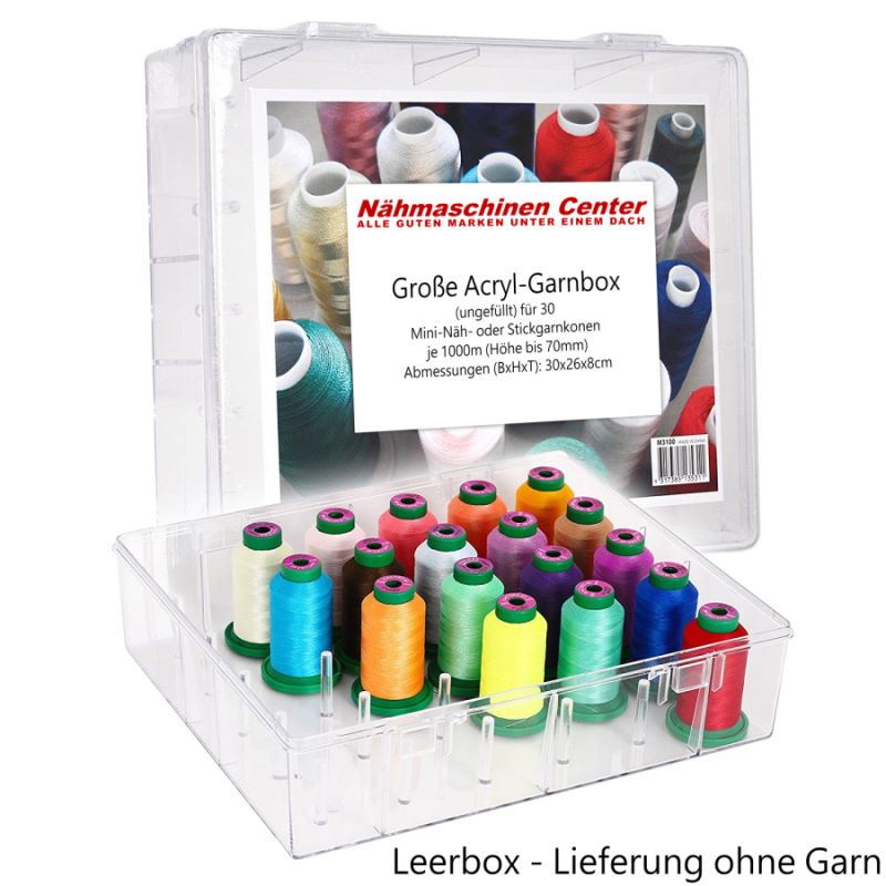 Acryl-Garnbox für 30 Konen Stickgarn - ungefüllt