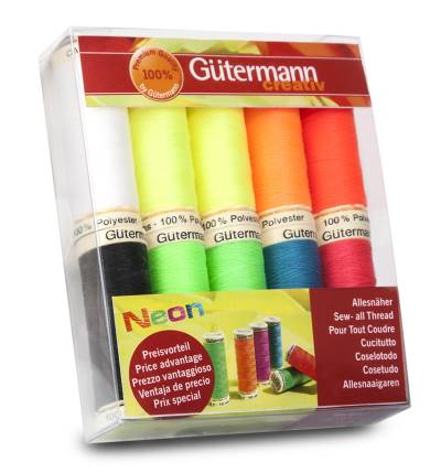 GÜTERMANN Nähfaden-Set NEON mit 10 Farben