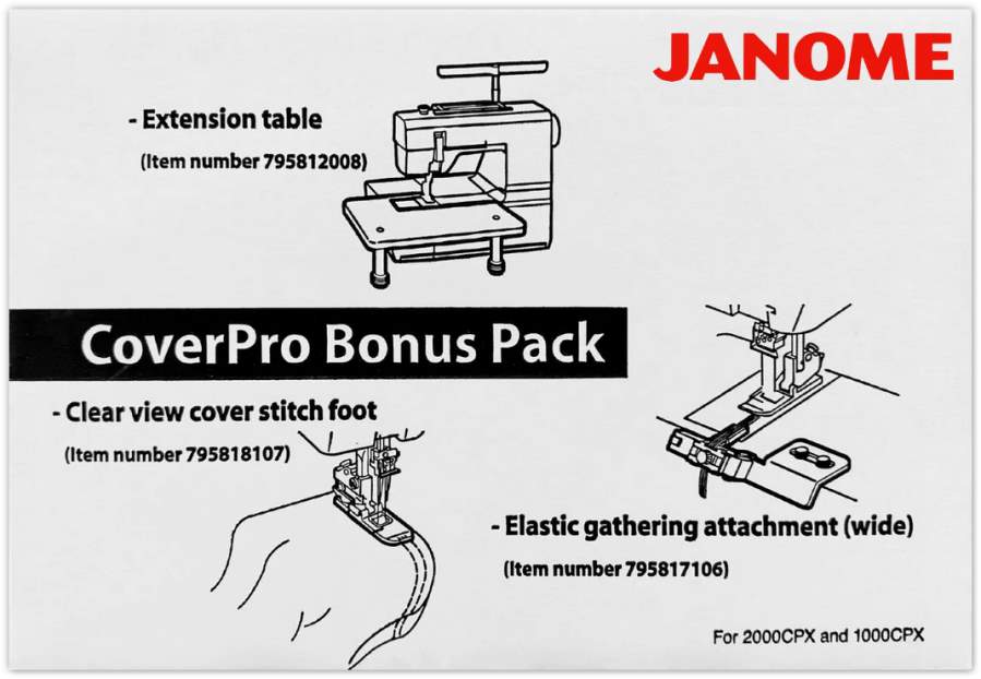 JANOME Bonuskitfür Cover Pro 1000, 2000CPX, 3000P JANOME Bonuskitfür Cover Pro 1000, 2000CPX, 3000P